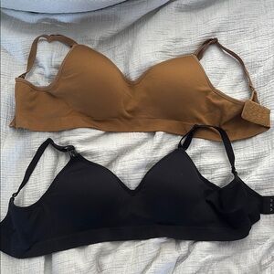 Black and Brown Wireless Seamless Nursing Bras with Adjustable Straps
